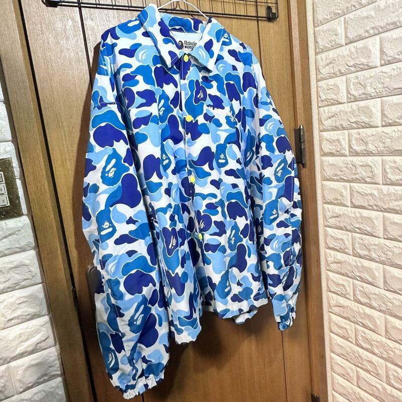 Bape blue camo coach jacket