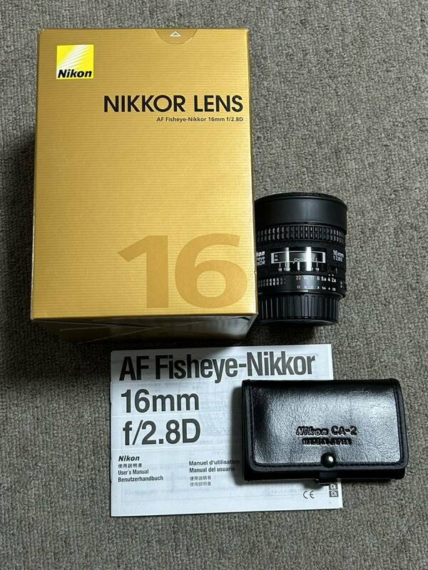  ★美品 ニコン Nikon AF Fisheye-Nikkor 16mm F2.8D 魚眼 レンズ 付属フィルターと元箱完備★ 