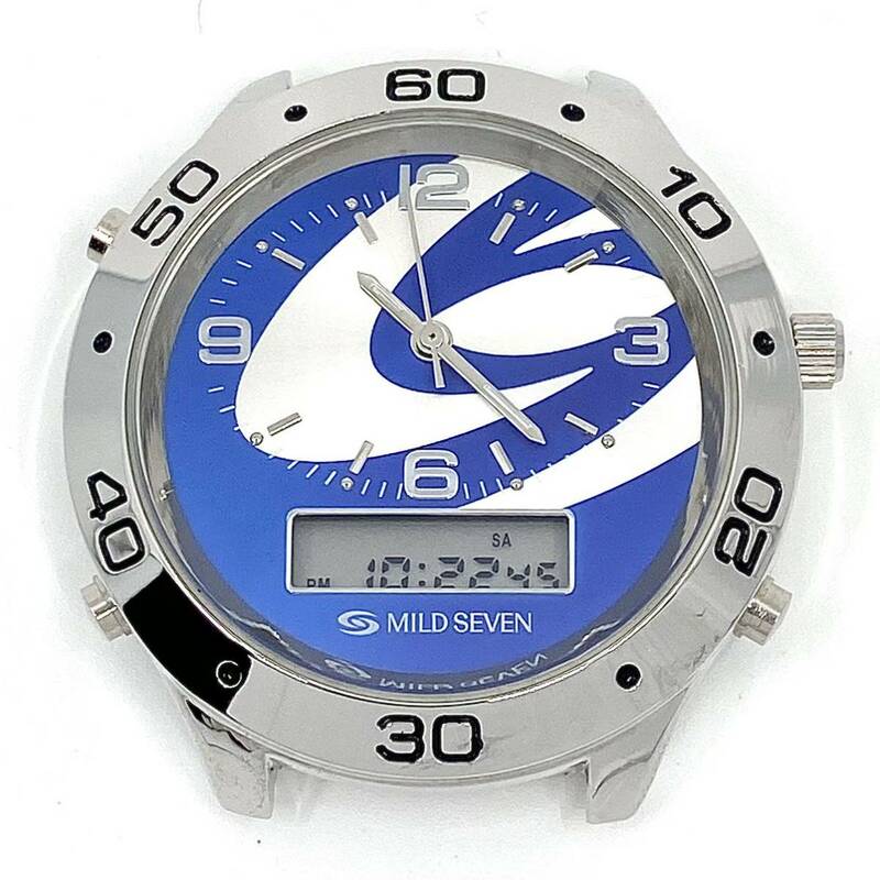 レア 美品 MILD SEVEN 腕時計 クロノグラフ アナデジ ラウンド 3針 クォーツ quartz シルバー 銀 マイルドセブン ウォッチ マイセン Y566