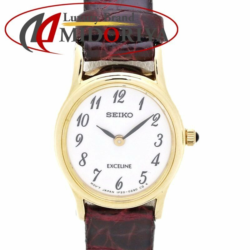 SEIKO セイコー エクセリーヌ 1F20-5100 K18YG イエローゴールドxGP(ゴールドメッキ）xクロコダイル レディース/130080【中古】【腕時計】