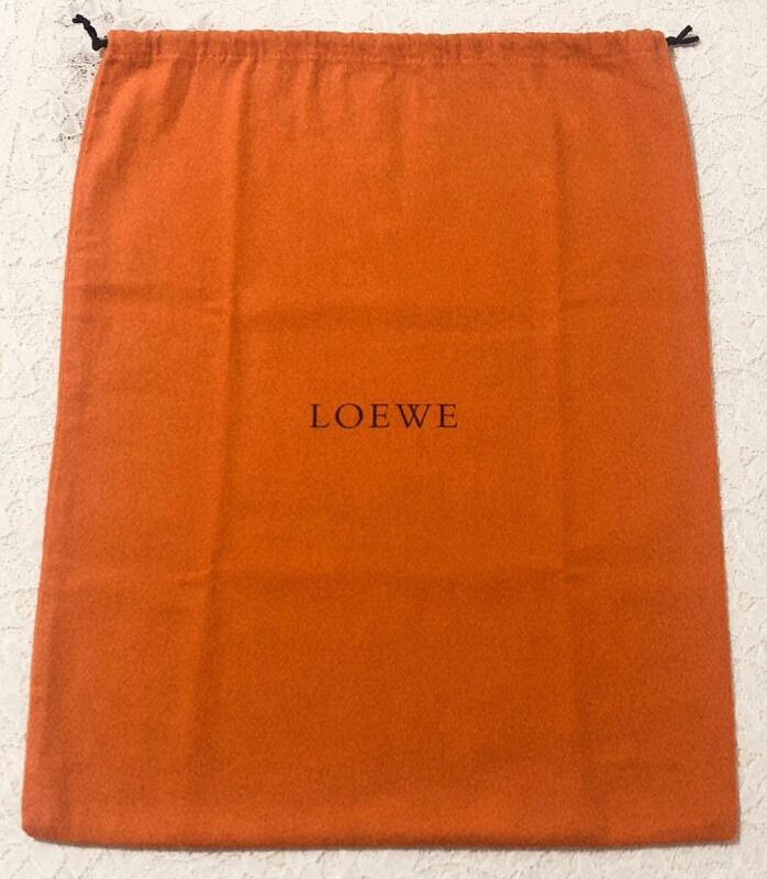 ロエベ「LOEWE」バッグ保存袋 旧型 ヴィンテージ(3596) 正規品 付属品 内袋 布袋 巾着袋 布製 オレンジ 38×49cm 
