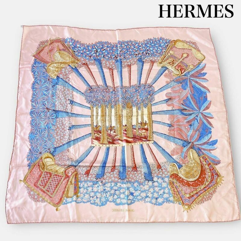 HERMES Paris　エルメス　カレ90 OMBRES ET LUMIERES 影と光 シルク100％ フランス製 Annie Faivre アニーフェーブル 狩 犬 森
