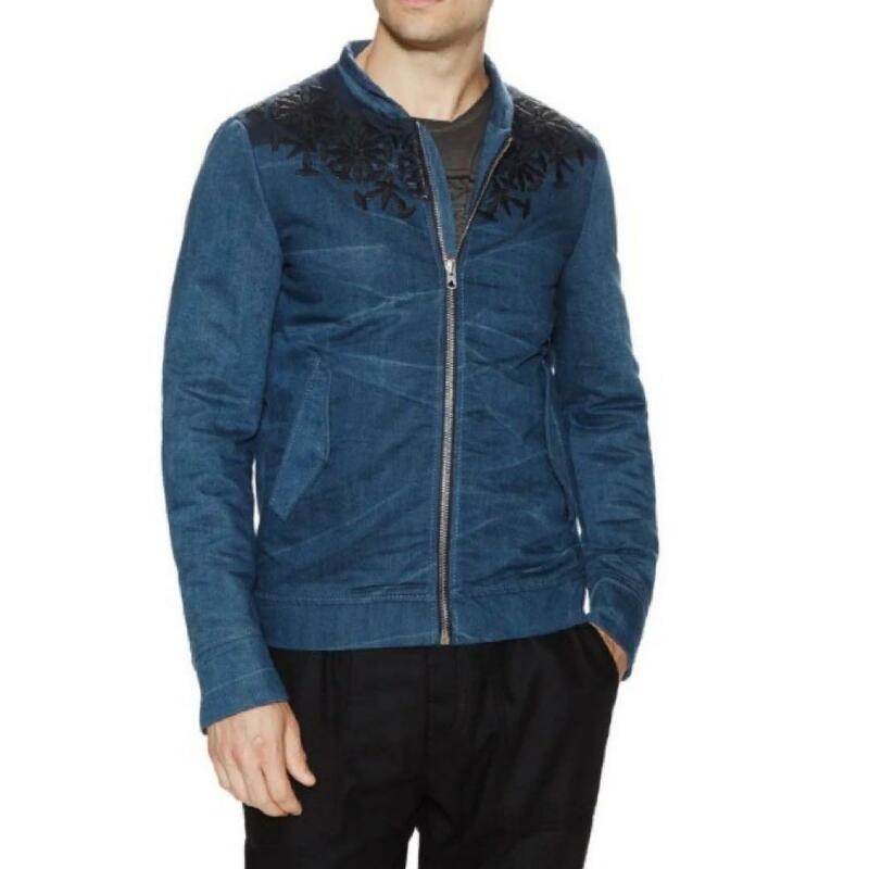 DIESEL BLACK COLE ディーゼル　 JINSER-FS 100 % デニム　青　装飾　ジャケット　メンズ　大きいサイズ　刺繍 サイズ 50 XL ライダース