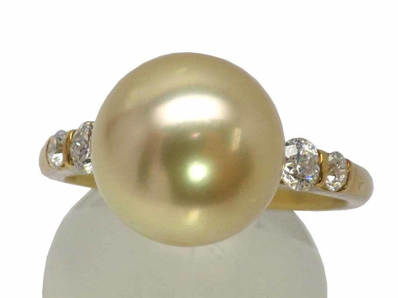 ゴールデンパール ダイヤモンドリング K18 5.54g 17号　Jewelry GoldenPearl 10.8mm Dia0.38ct Ring