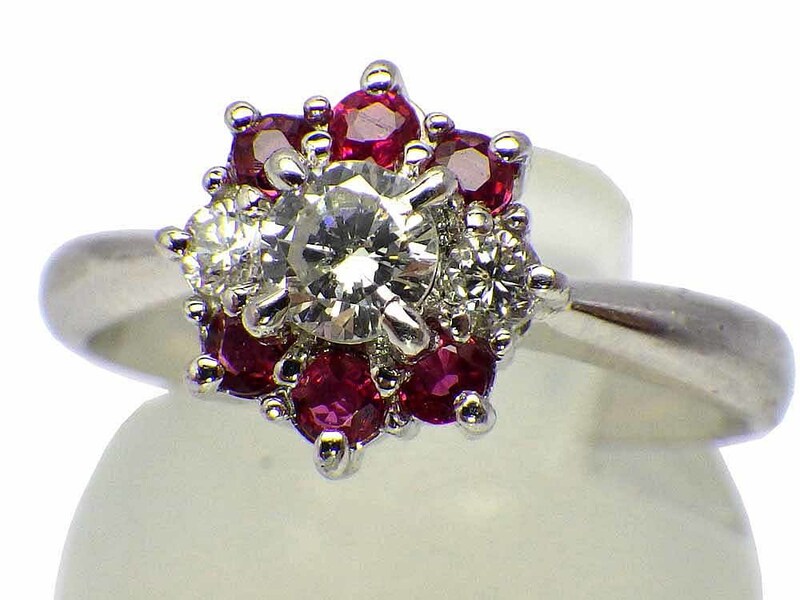 ルビー ダイヤモンドリング Pt900 4.52g 12号　Jewelry Ruby0.30ct Dia0.32ct Ring