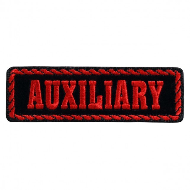 【HotLeathers】MC役職パッチ 《AUXILIARY/予備軍・援軍》 刺繍パッチ　4インチ　ワッペン