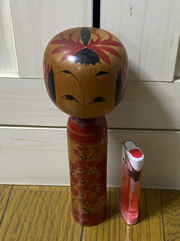伝統こけし 【山尚】サインあり　伝統工芸 レトロ 郷土 玩具 こけし 高さ約18.5cm 日本人形★0509