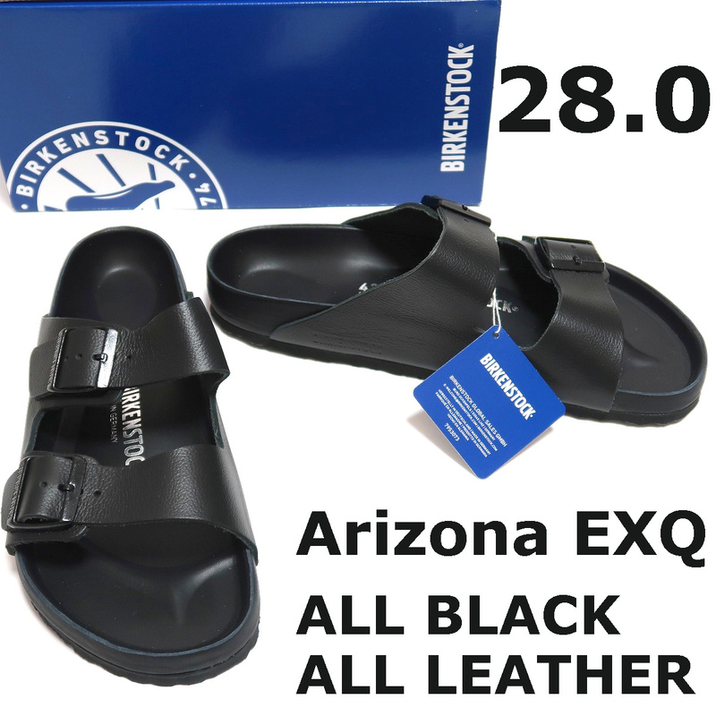 28 BIRKENSTOCK アリゾナ エクスクイジット レザー サンダル 黒 ビルケンシュトック EXQ オールブラック