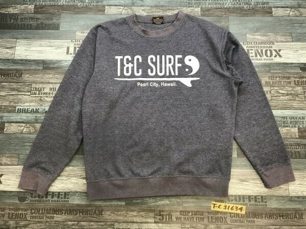 T&C SURF Designs タウン&カントリー メンズ ビッグプリント プルオーバー トレーナー L 青