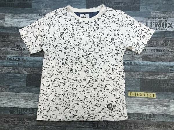 FAT ANIMALS メンズ くじら総柄 半袖Tシャツ M 白