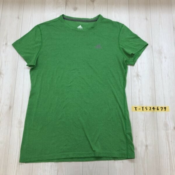ADIDAS アディダス メンズ ワンポイントロゴ付き 半袖Tシャツ L 杢グリーン