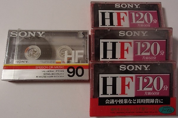 600/カセットテープ/未開封/SONY ソニー HF90(分)speech or music×１個/SONY HF120 ノーマル・ポジション×３個/オールラウンド