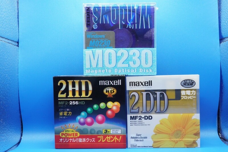 マクセル maxell フロッピーディスク 2HD 3枚組,2DD 1枚,テイジン 帝人 TEIJIN MOディスク 230MB 1枚 合計5枚 未使用未開封品