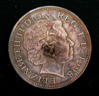 ◆在庫処分◆外貨コイン コンチョ イギリス 2ペンスa直径26mm/ラスト1点