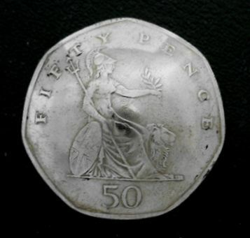 ◆在庫処分◆外貨コイン コンチョ イギリス50ペンスb直径27mm/ラスト1点