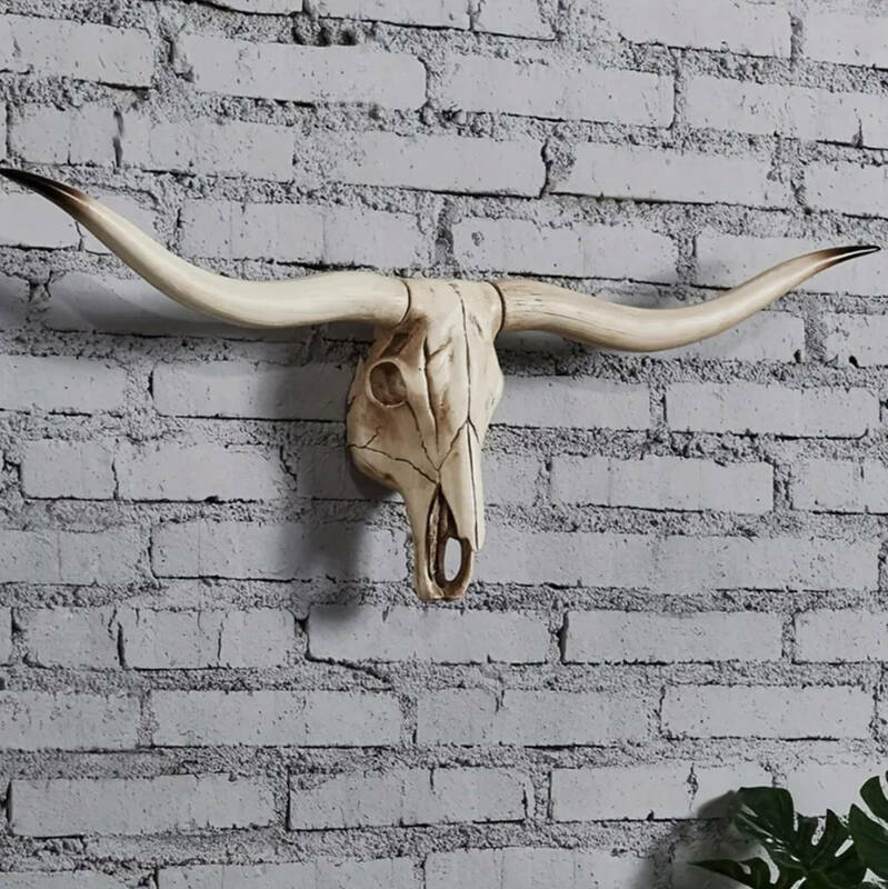 オブジェ 頭蓋骨 頭 ハンティングトロフィー 牛 壁掛け 装飾 インテリア 置物 彫刻 ウォールデコレーション スカルヘッド