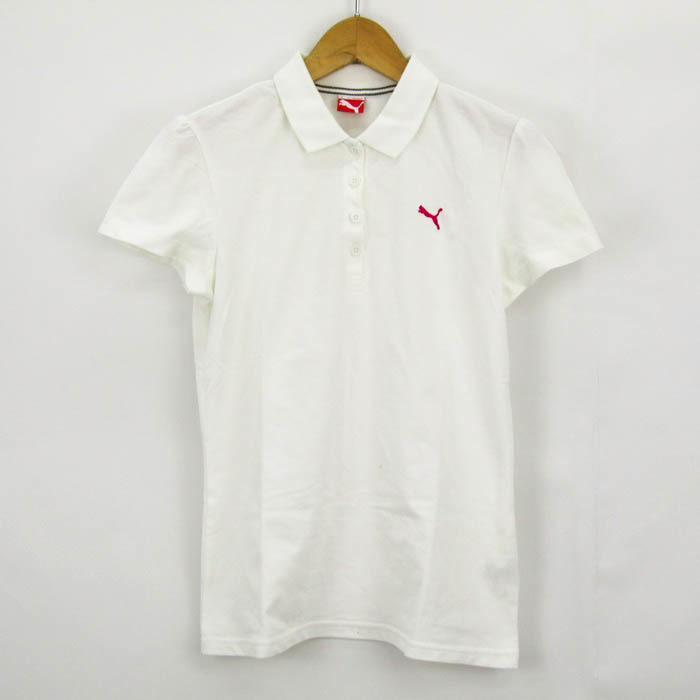 プーマ ポロシャツ 半袖 ロゴ刺繍 スポーツウエア トップス 白 レディース Mサイズ ホワイト PUMA