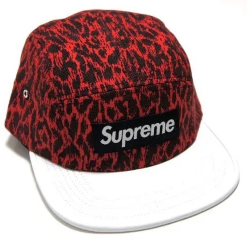 未使用 Supreme Leopard Leather Camp Cap 2013SS Box Logo シュプリーム レオパード レザー キャンプ キャップ ボックスロゴ red 赤