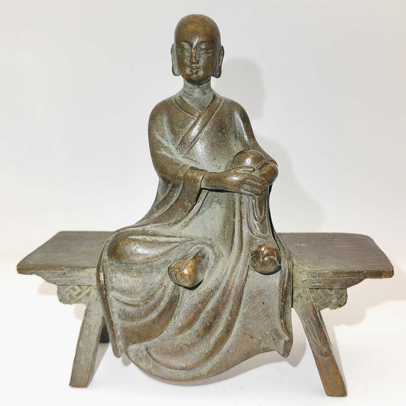 唐物 旧蔵 中國 清代 銅製 坐仏 仏像 仏教美術 細密造 置物 時代物 中国古美術 希少 MF7-012946