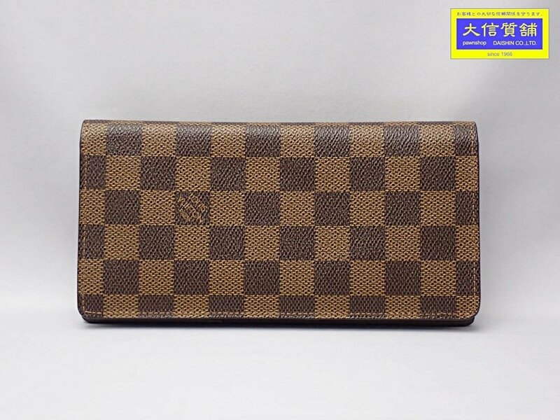 LOUIS VUITTON ルイ ヴィトン ダミエ エベヌ ポルトフォイユ・ブラザ N60017 二つ折り長財布 SP1087 中古B+ 【送料無料】 A-8411