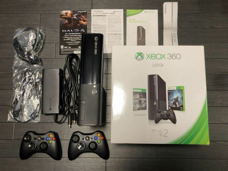 ★【即決】中古 レア 最終モデル Xbox360E リキッドブラック 500GB 純正HDD 換装済み/ 同梱ソフト無し/コントローラー2個★送料無料★