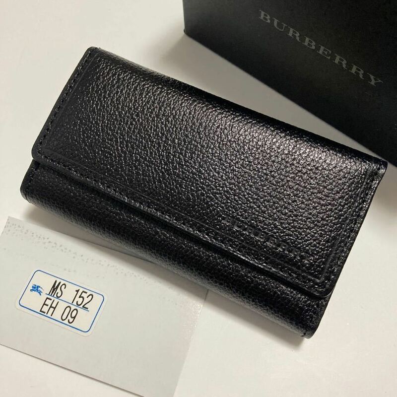 ★BURBERRY バーバリー キーケース 5連 黒 チェック メンズ 男性 美品【鑑定済み 本物保証】