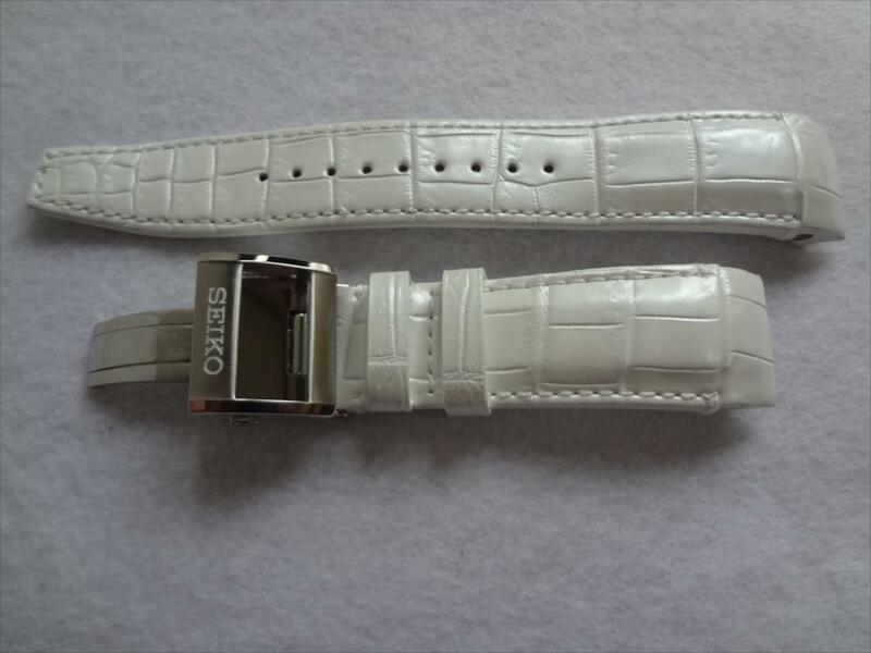 SEIKO 純正 腕時計バンド アストロン SBXB069 8X82-0AM0 用 クロコダイル レザーベルト 22mm 白色 白 Dバックル付 L0CK015J9