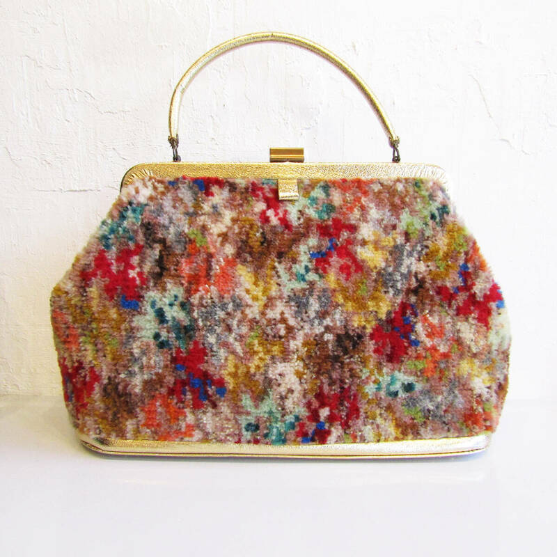 ★60s 「Soure New York」 Vintage colorful carpet handbag