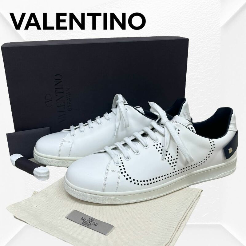 新品未使用 箱保存袋付き VALENTINO ヴァレンティノ BACKNET SNEAKERS ロックスタッズ レザー バックネット スニーカー メンズ SY2S0C04