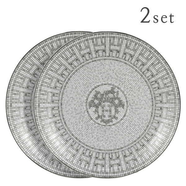 エルメス HERMES プレート デザートプレート ペア モザイク 24 プラチナ Mosaique au 24 platinum dessert plate 3239