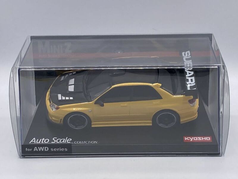 即決有★京商 オートスケール 1/27 スバル インプレッサ WRX エアロバージョン with カーボンボンネット メタリックイエロー ミニッツ