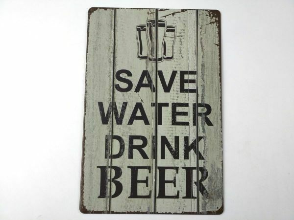 アメリカン風ブリキ看板 SAVE WATER DRINK BEER ビール メッセージ