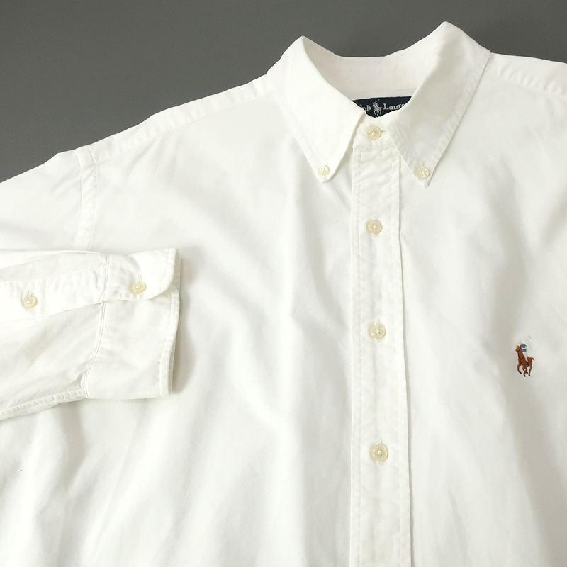 ビッグシルエット◎RalphLauren オックスフォードシャツ カラーポニー刺繍 ホワイト