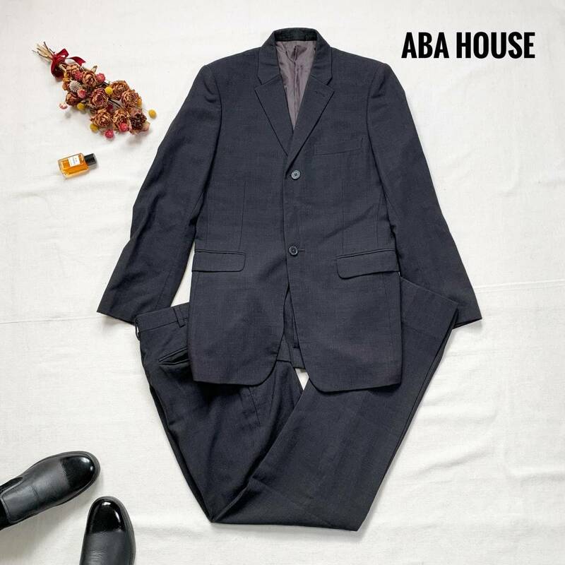 美品☆厳選　定番オシャレ♪　定価6万　ABAHOUSE　アバハウス　ウールセットアップスーツ　M　春夏　オールシーズン