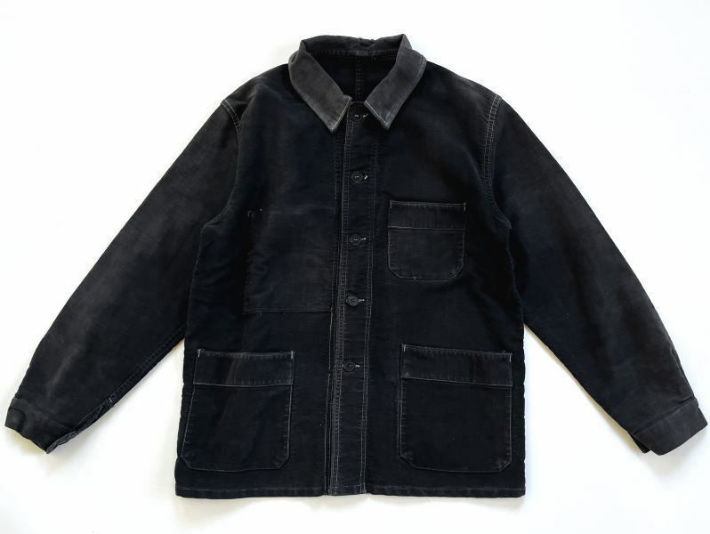 50s 60s フランス TSF ブラック モールスキン ワークジャケット 黒 vintage カバーオール ビンテージ