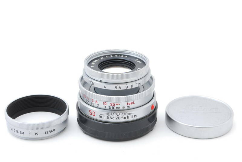 [A品]Leica ELMAR M 50mm F2.8 E39 最終後期型★フード★シルバー★3034