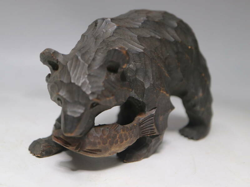 昭和レトロ 木彫熊13cm 北海道 木彫り彫刻 伝統工芸