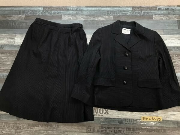I・WA・TA レディース 絹98% 日本製 肩パッド 薄手 ジャケット・スカート スーツ上下セットアップ 紺