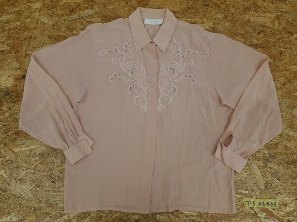 Waggy ワギー レディース シルク 刺繍&ビジュー付き シャツ ピンク M