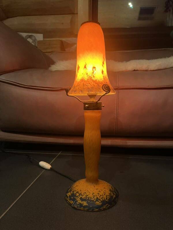 ドーム！！Lorrain！！本物　美品　1927年頃　ヴィトリフィカシオン彩ガラス・シャンピニオン型ランプ