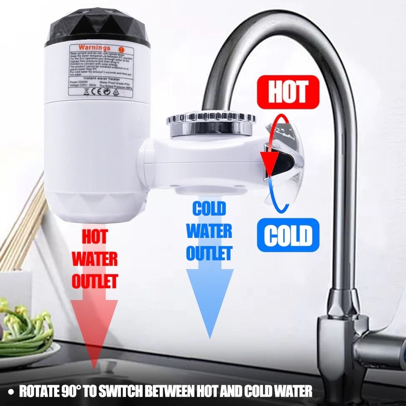 お買得◆簡易給湯器　電気温水器　瞬間加熱　蛇口取付　キッチン　シャワー　3000w／110v　USプラグ