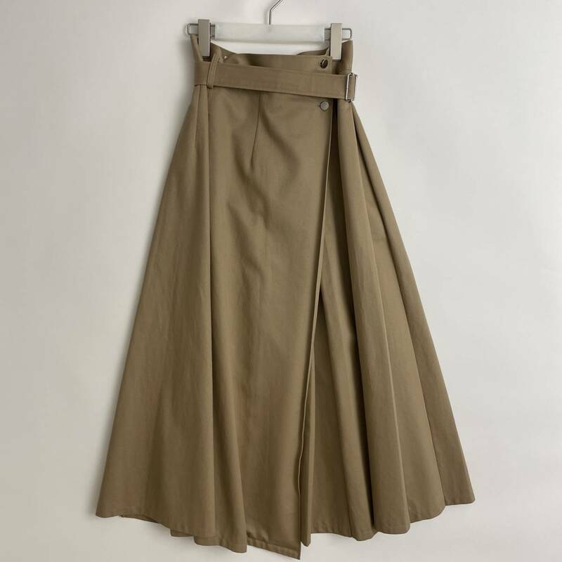 foufou -trench flare skirt 2.0- size/0 (kc) フーフー ベルト付き トレンチフレアスカート タック ラップ 巻きスカート ベージュ 日本製