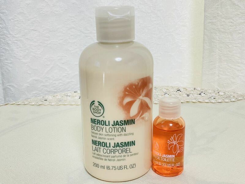 【USED】☆ THE BODY SHOP ザ・ボディショップ ネロリ ジャスミン オードトワレ10ml 香水 とボディローション200ml 2点 ボトル