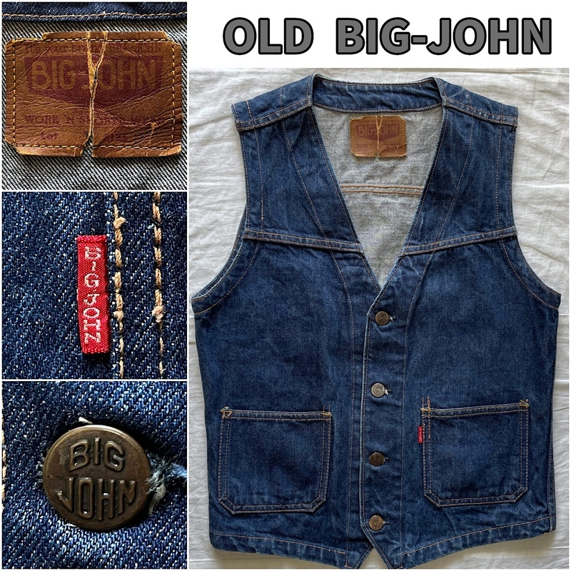 80's OLD BIG-JOHN 日本製 オールド ビッグジョン デニムベスト 38 昭和 y2k ビンテージ