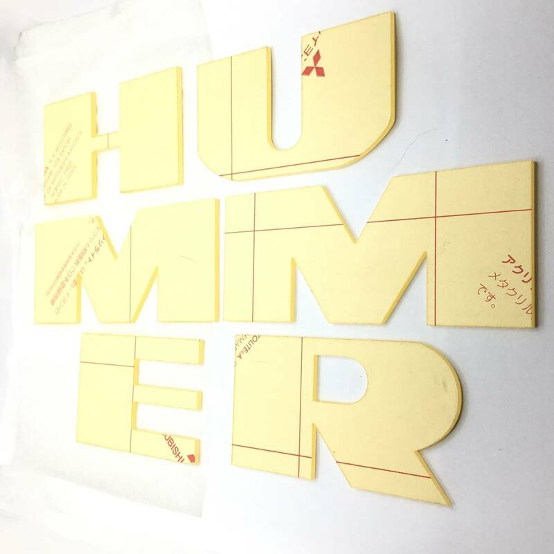 □№73 新品 ハマー HUMMER H2 リア バンパーレター エンブレム アクリル クリア カスタム ロゴ 6枚セット 透明 外装