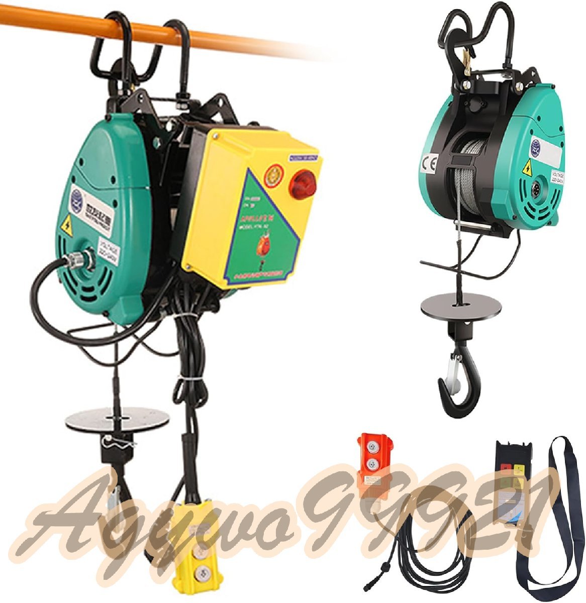 電動ウインチ 100V ウインチ 小型クレーン 携帯型 巻き上げ機 超強荷重1300-1800W 19m/min リフト高さ30m 業務用 160KG/30M 二重制御