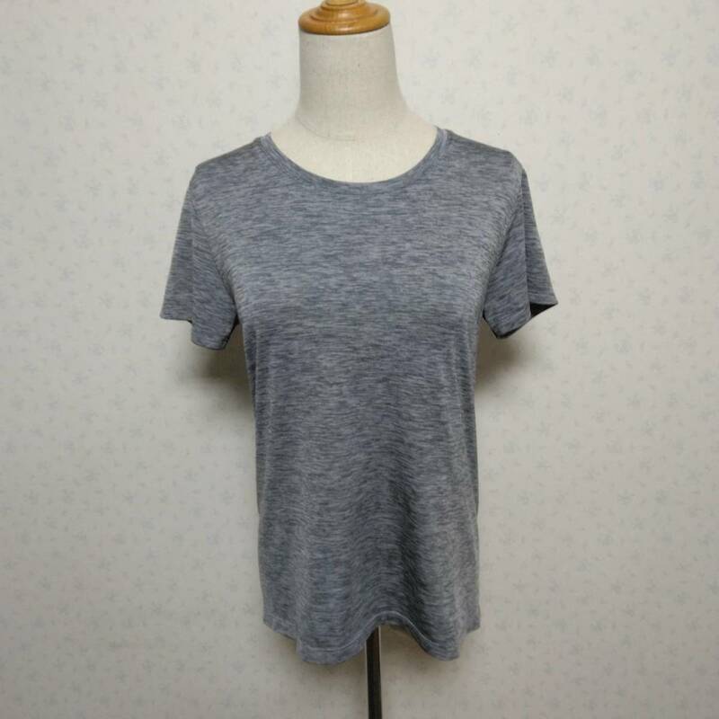 a09 良品 UNIQLO ユニクロ Tシャツ グレー系 無地 ラウンドネック Mサイズ ポリエステル100％ カジュアル デイリー USED 古着 ユニセックス