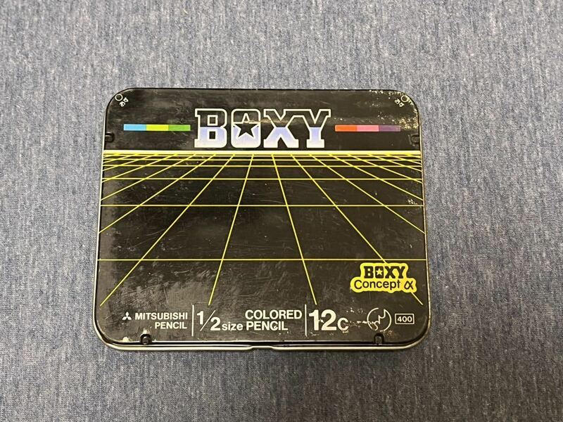 ◆ みつびし鉛筆　色鉛筆　12色　ミニサイズ　BOXY ブリキ缶　昭和レトロ　文房具 古い レア　希少　当時物　年代物　　デッドストック