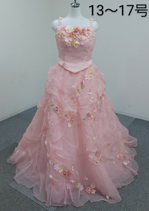  【送料無料】石) カラードレス⑱ 大きいサイズ ピンク 花 ファンシー ドレス 結婚式 パーティー 衣装 ウェディング ブライダル (240209)
