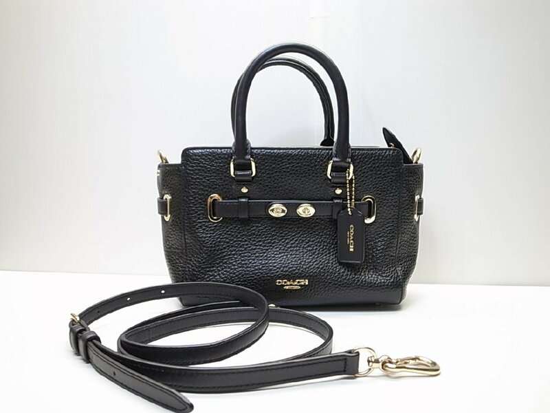 美品☆【COACH】コーチ 2way ミニ ブレイク キャリーオール イン バブル F37635 ブラック レディース